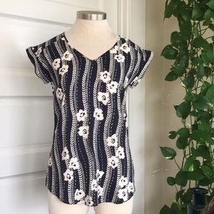 Express Navy floral print top